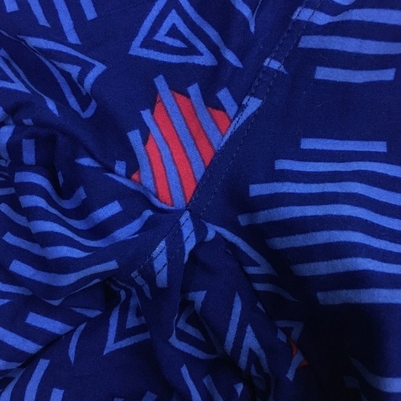 LULAROE Leggings OS One Size Abstract Print Stripe Southwestern Aztec Boho Blue - Picture 8 of 10